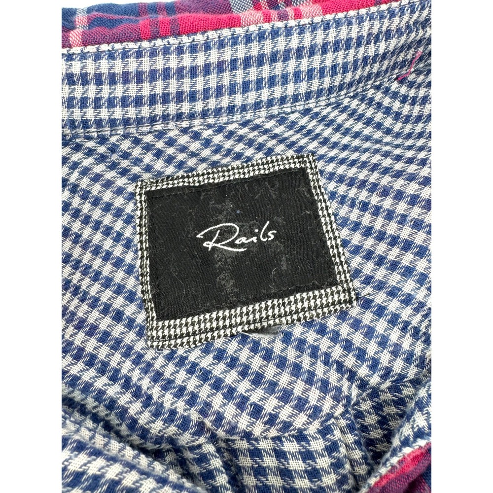 Rails Womens Pink Blue Plaid Tencel Rayon Button Down Western Shirt Medium - Picture 6 of 8